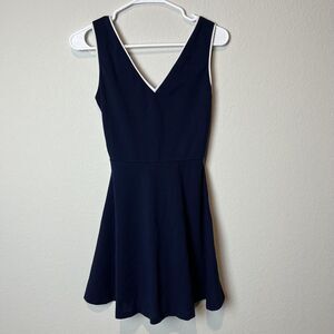 Aqua Dress Womens Small Navy White Fit & Flare Skater Sleeveless Bloomingdales